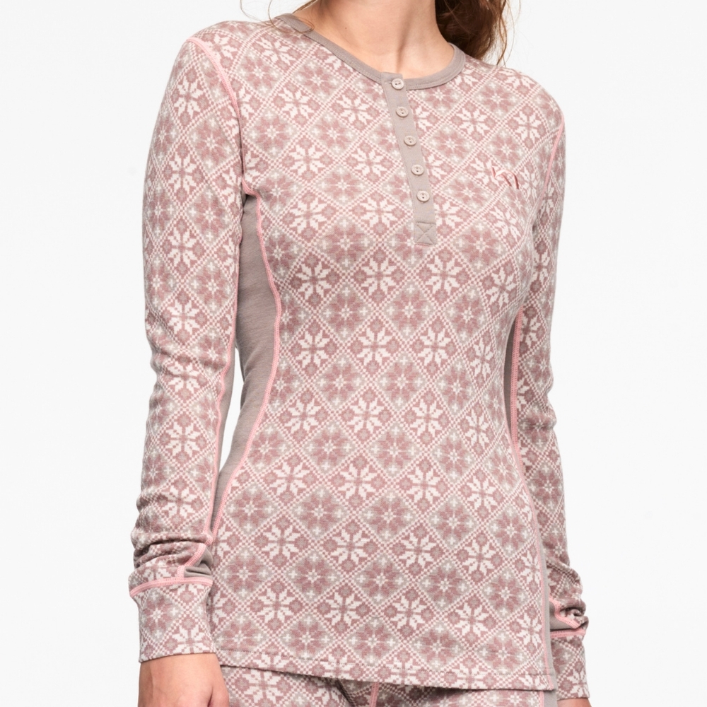 Kari Traa Rose Long Sleeve Women's Baselayer Top - 100% Merino Wool - Taupe